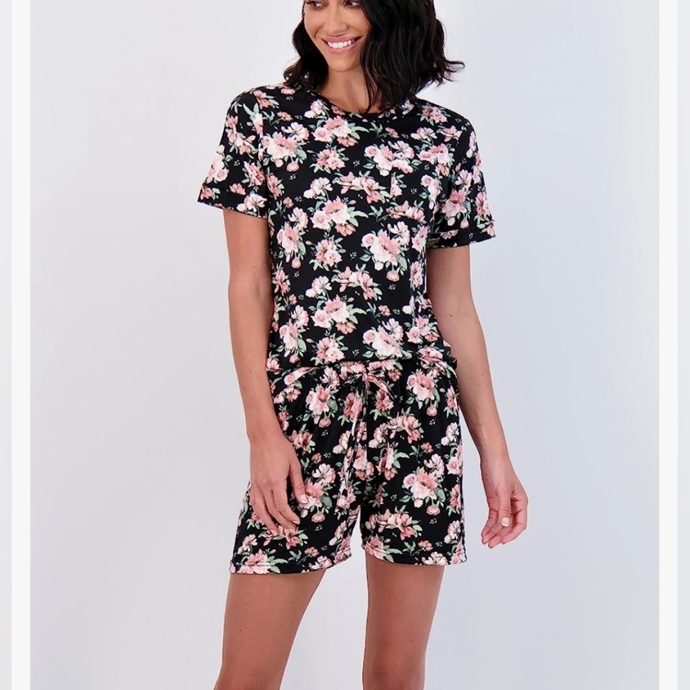 Real Essentials 2 Piece: Women’s Short Sleeve Top with Shorts Pajama Set